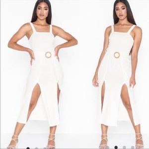 TopShop belted ribbed knit tank midi‎ dress with double slits size 4